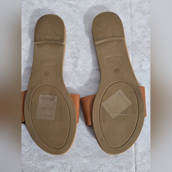 Shein 6.5 Flat Sandals Open Toe Beige Slip On No Wear On Top - Picture 7 of 7